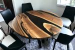 Round Black Epoxy Dining Table, Resin Wooden Table Top | Tables by Innovative Home Decors. Item composed of wood in country & farmhouse or art deco style