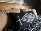 Black wool pillow aztec design 32x16 | Pillows by MISA. Item made of wool works with mid century modern & contemporary style