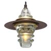 Insulator Light Pendant Lantern Metal Hood Brass & Glass Cap | Pendants by RailroadWare Lighting Hardware & Gifts. Item composed of glass in country & farmhouse or eclectic & maximalism style