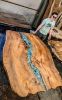 Mesquite Live Edge Resin Fluorite Rock King Headboard 65x87 | Beds & Accessories by Lumberlust Designs. Item works with eclectic & maximalism style