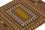 1980s Vintage Sofreh Kilim rug in Gold, Green and White | Area Rug in Rugs by Rug and Kilim