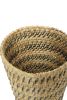 Handmade 11" Round Rattan Striped Basket | Storage Basket in Storage by Amara. Item made of wood compatible with boho and contemporary style