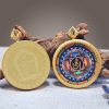 Kalachakra Mandala Thangka Pendant Amulet Art | Ornament in Decorative Objects by Dynasty Artisan. Item made of metal works with contemporary & eclectic & maximalism style