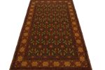 Vintage Mid-Century Geometric Floral Red And Green Wool Rug | Area Rug in Rugs by Rug and Kilim