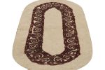 Vintage Persian Felted Oval Rug in Beige with Geometric | Area Rug in Rugs by Rug and Kilim