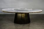 Outdoor Dining Table with Metal Base, Teak & Marble Top | Tables by Costantini Designñ