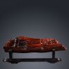 Crimson-Gold Wood Five Children Feng Shui Carving Sculpture | Sculptures by Dynasty Artisan. Item made of wood works with contemporary & eclectic & maximalism style