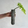 Wall Mounted Concrete and Glass Vase in Stone Grey Concrete | Vases & Vessels by Carolyn Powers Designs. Item composed of concrete and glass in minimalism or contemporary style