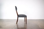 Exotic Wood High-Back Dining Chair Upholstered in Fabric by | Chairs by Costantini Design. Item composed of wood and fabric in contemporary or modern style