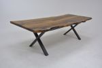 Live Edge Chestnut Solid Wood Dining Table | Tables by Tinella Collection. Item made of oak wood with metal works with contemporary & modern style