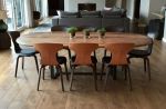 Oval 'Pebble Edged' Walnut Table on Black Waxed Steel Legs | Dining Table in Tables by Jonathan Field. Item composed of walnut and steel