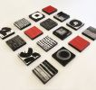 Black and White with Pop of Color Wall Sculpture | Wall Hangings by Paula Gibbs. Item composed of birch wood
