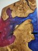 Epoxy Wood Art Clock - Deep Swirly Reds & Blue Resin | Decorative Objects by Carlberg Design
