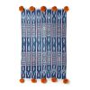 baoule pom pom throw bold indigo stripe/caramel poms | Blanket in Linens & Bedding by Charlie Sprout. Item made of canvas