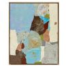 Contemporary Abstract "Blue Stream" Framed Paper Collage | Paintings by Suzanne Nicoll Studio. Item made of oak wood compatible with boho and minimalism style