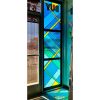 Stained Glass Panels for Jacknife Records | Glasswork in Wall Treatments by Debbie Bean | Jacknife Records & Tapes in Los Angeles. Item made of steel with glass