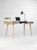 Large modern oak desk, computer table, with black drawers | Tables by Mo Woodwork