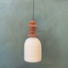 Handmade ceramic cilinder pendants with little shapes | Pendants by Ingrid Vermulst by Studio Wild Orange