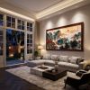 Hand-Painted Ancient Path Sunset: Blue & Green Silk/Xuan Art | Oil And Acrylic Painting in Paintings by Dynasty Artisan. Item composed of wood and fabric in contemporary or eclectic & maximalism style