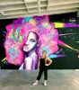 Interior Mural: Colorful Abstract Female Portrait Afro Hair | Murals by Devona Stimpson | Print Renegades in Los Angeles. Item composed of synthetic