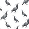 Fancy Pigeon | Black On White | Wallpaper in Wall Treatments by Weirdoh Birds. Item composed of synthetic