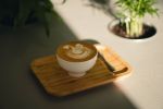 JADE barista coffee cups thick porcelain on a cork plate, espresso, coffee, cappuccino and grand latte cup. | Drinkware by Maarten Baptist. Item made of ceramic
