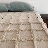 TEXTILE ART HEAVY LINEN HAND MADE ONE OF A KIND FRINGE WIT | Quilt in Linens & Bedding by LINOTO. Item made of linen & leather