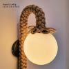 Arch Wall Light with Organic Jute & Opal Glass Shades | Sconces by Light and Fiber. Item composed of steel and glass in mid century modern or contemporary style