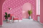 Fancy Pigeon | Pale Pink On Punch | Wallpaper in Wall Treatments by Weirdoh Birds. Item made of synthetic