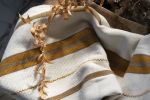 Stripe Pantelhó Handwoven Throw (Yellow) | Linens & Bedding by Routes Interiors. Item made of cotton works with boho & eclectic & maximalism style