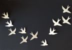 Flock - 11 Porcelain Ceramic Wall Art Swallows | Wall Sculpture in Wall Hangings by Elizabeth Prince Ceramics. Item made of stoneware works with contemporary & country & farmhouse style