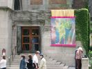 Banner painting of Sarasvati, around 8 x 8 feet, acrylic on theatrical backdrop muslin | Paintings by Janet Morgan | St. Bartholomew's Church in New York