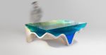 Crete Dining Table by Eduard Locota, Turquoise-Blue Acrylic | Tables by LO Contemporary. Item made of marble compatible with contemporary style