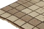 Vintage Qashqai Persian Gabbeh Runner in Beige-Brown Grid | Area Rug in Rugs by Rug and Kilim