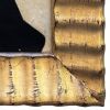 Bold Black and White Collage in Vintage Gold "Ripple" Frame | Paintings by Suzanne Nicoll Studio. Item made of wood & paper compatible with boho and mid century modern style