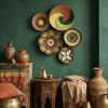 5 Pieces Natural Baskets for Boho Wall Decor | Decorative Plate in Decorative Objects by Sarmal Design. Item made of bamboo & cotton compatible with boho and mid century modern style