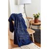 Rosewood Indigo Hand knotted Stripes Throw | Linens & Bedding by Studio Variously. Item composed of cotton in modern style