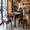 Ming Royal Crimson Flamewood Marble Table & 4 Stools Set | Dining Table in Tables by Dynasty Artisan. Item composed of wood compatible with contemporary and eclectic & maximalism style