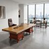 Bespoke Live Edge Ming Single Slab Executive Desk & Table 9 | Communal Table in Tables by Dynasty Artisan. Item composed of wood in minimalism or contemporary style