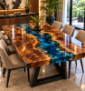 Luxury Handmade Epoxy Resin Dining Table | Live Edge Wood Ri | Tables by SK EPOXY CRAFT. Item composed of walnut in country & farmhouse or coastal style