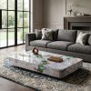 Celestial River White Marble and Blue Stone Coffee Table | Tables by Dynasty Artisan. Item composed of steel and marble in minimalism or contemporary style