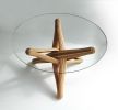 "lock" sculptural caramel and natural bamboo dining table | Tables by JAN PAUL. Item made of bamboo with glass works with mid century modern & contemporary style