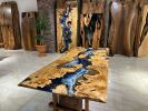 Blue Ocean Epoxy Resin Table - Epoxy Wood Table - Live Edge | Dining Table in Tables by Gül Natural Furniture. Item composed of wood and stone in contemporary or country & farmhouse style