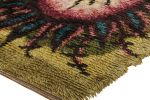 Vintage Swedish Rug In Green and Black with Medallion | Rug | Area Rug in Rugs by Rug and Kilim