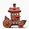 Terracotta Ship On Wheels Fantasy Sculpture | Public Sculptures by RailroadWare Lighting Hardware & Gifts. Item made of ceramic works with contemporary style
