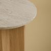 Round Side Table in Travertine and Oak - SHERMAN by Lebanto | Tables by Lebanto. Item made of oak wood & marble compatible with minimalism and contemporary style