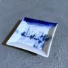 Small Square Plate | blue-and-white Dish | Mamezara | Ceramic Plates by Hideyo. Item composed of ceramic compatible with contemporary and japandi style