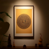 Yunjin Silk Om Mani Padme Hum Mandala Thangka Woven Art | Embroidery in Wall Hangings by Dynasty Artisan. Item composed of wood and fabric in contemporary or eclectic & maximalism style