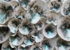Porcelain Wall Sculpture, 14 Pieces Set, Green-Turquoise | Wall Hangings by SevaCeramics | The Ritz-Carlton, Half Moon Bay in Half Moon Bay. Item made of ceramic compatible with japandi style