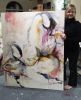 SOLD: Original Fine Art, Tickle Me Pink, 60x48 | Oil And Acrylic Painting in Paintings by Jeanette Jarville, BFA Emily Carr University of Art. Item composed of canvas and synthetic in contemporary or modern style